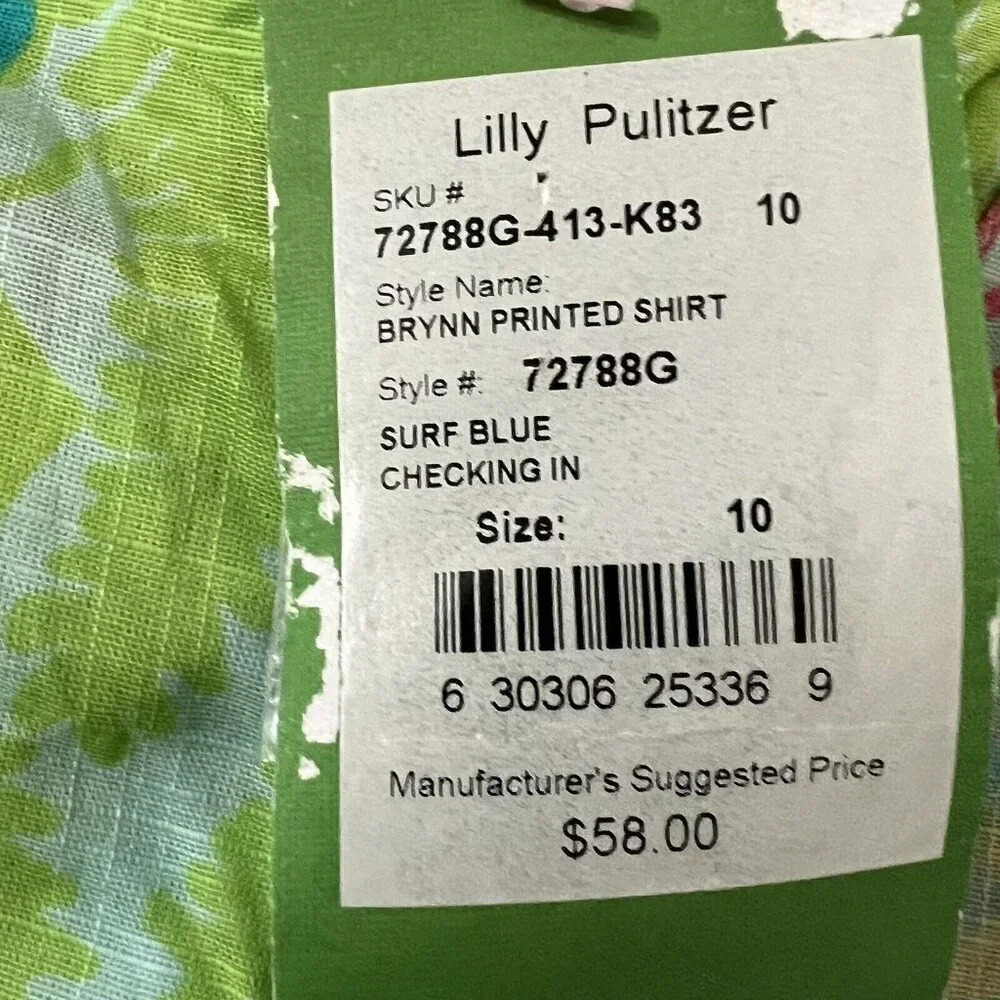 Lilly Pulitzer Girl’s Brynn Tunic Top Size 10 Surf Blue Checking In Lizard Print - Picture 11 of 11